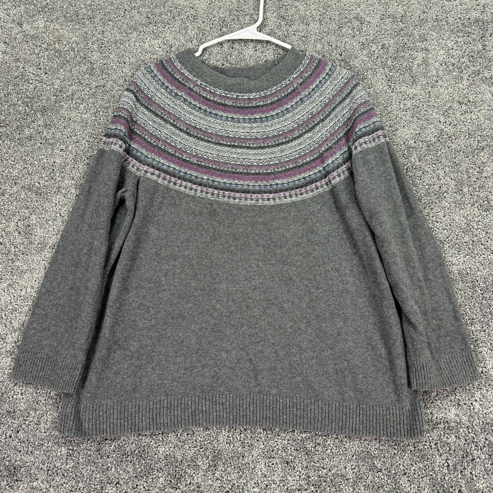 J Jill Sweater Womens Large Gray Long Sleeve Pullover Crew Neck Warm Cozy City